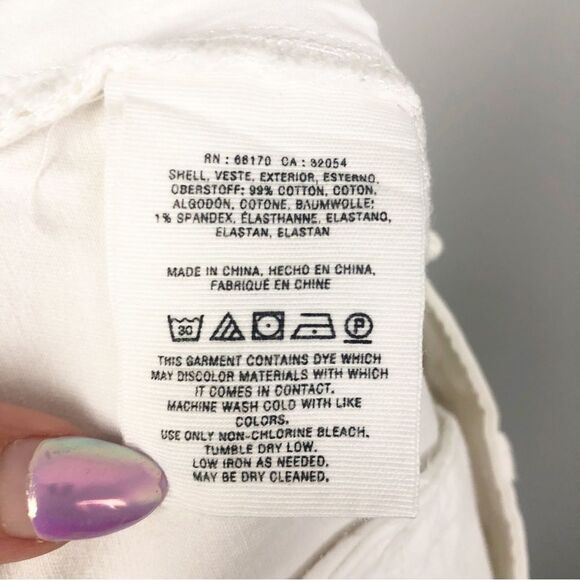 CHINO BY ANTHROPOLOGIE | White Relaxed Pants Floral Embroidery Women’s Size 27 - Picture 9 of 12